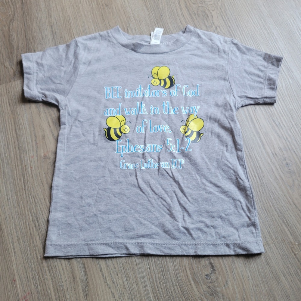 Bella+Canvas Kids T-Shirt 3T Gray Bee Ephesians 5:1-2 Christian Faith Tee